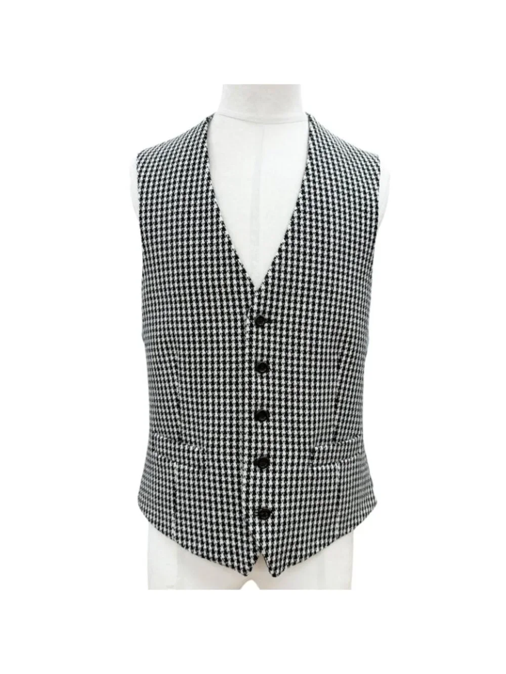 Gucci Cashmere Blend Interlocking Button Houndstooth Pattern Vest Set